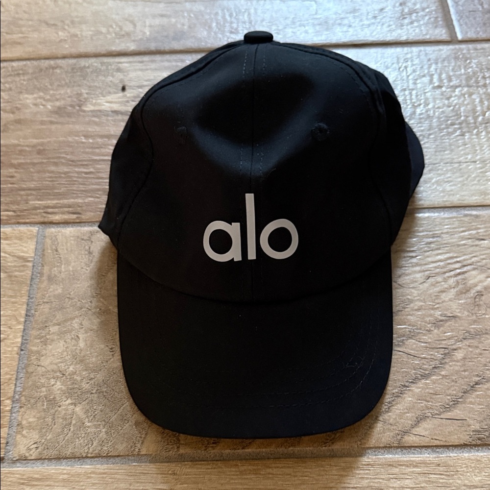 ALO Yoga Black Cap with White 'alo' Logo